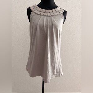 Tintoretto Gray Cotton Sleeveless Tank Top | Decorative Neckline